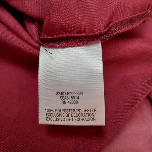 Jaclyn Smith Beaded Embellished Chiffon Top Blouse Medium Long Sleeve Maroon - Picture 4 of 6